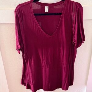 Old Navy V-Neck Short Sleeve Top - Wine